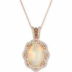 Coupon 😀 Le Vian Neopolitan Opal (4-1/2 Ct. T.w.) & Diamond (3/4 Ct. T.w.) Braided Halo 18 Pendant Necklace In 14k Rose Gold 😀
