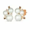 Best deal 🎁 Le Vian Vanilla Pearl (5-8mm) & Diamond (1/5 Ct. T.w.) Trio Cluster Stud Earrings In 14k Rose Gold ✨