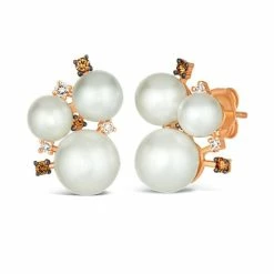 Best deal ๐ Le Vian Vanilla Pearl (5-8mm) & Diamond (1/5 Ct. T.w.) Trio Cluster Stud Earrings In 14k Rose Gold โจ
