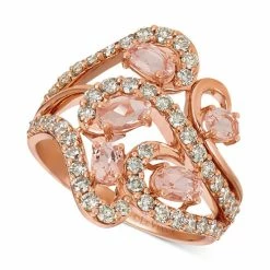 Coupon 👍 Le Vian Peach Morganite (5/8 Ct. T.w.) & Nude Diamond (7/8 Ct. T.w.) Swirl Statement Ring In 14k Rose Gold 🥰