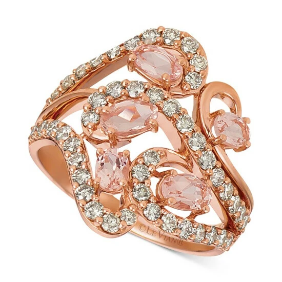 Coupon 👍 Le Vian Peach Morganite (5/8 Ct. T.w.) & Nude Diamond (7/8 Ct. T.w.) Swirl Statement Ring In 14k Rose Gold 🥰 3 Coupon 👍 Le Vian Peach Morganite (5/8 Ct. T.w.) & Nude Diamond (7/8 Ct. T.w.) Swirl Statement Ring In 14k Rose Gold 🥰
