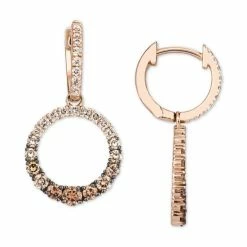 Deals 🧨 Le Vian Diamond Ombré Dangle Hoop Earrings (1-1/3 Ct. T.w.) In 14k Rose Gold ⭐