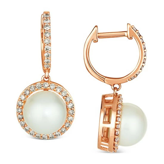 Cheapest 👍 Le Vian Vanilla Pearl (8mm) & Nude Diamond (1/2 Ct. T.w.) Drop Earrings In 14k Rose Gold ⌛ 4 Cheapest 👍 Le Vian Vanilla Pearl (8mm) & Nude Diamond (1/2 Ct. T.w.) Drop Earrings In 14k Rose Gold ⌛ - Image 2
