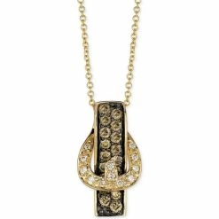 Hot Sale ❤️ Le Vian White Diamond Accent And Chocolate Diamond (1/2 Ct. T.w.) Buckle Pendant Necklace In 14k Gold No Color ⭐