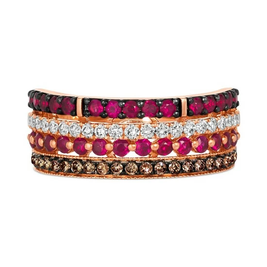 Outlet ⌛ Le Vian Chocolatier® Passion Ruby (3/4 Ct. T.w.) & Diamond (1/2 Ct. T.w.) Multirow Band In 14k Rose Gold 🧨 6 Outlet ⌛ Le Vian Chocolatier® Passion Ruby (3/4 Ct. T.w.) & Diamond (1/2 Ct. T.w.) Multirow Band In 14k Rose Gold 🧨 - Image 4