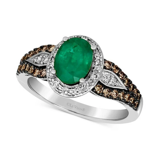 Promo 👍 Le Vian Emerald (7/8 Ct. T.w.) & Diamond (1/2 Ct. T.w.) Halo Ring In 14k White Gold 🧨 3 Promo 👍 Le Vian Emerald (7/8 Ct. T.w.) & Diamond (1/2 Ct. T.w.) Halo Ring In 14k White Gold 🧨