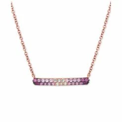 Promo 🧨 Le Vian Strawberry Layer Cake Ruby Pink Sapphire (5/8 Ct. T.w.) And Vanilla Sapphire (1/6 Ct. T.w.) 18 Bar Necklace In 14k Rose Gold 🔔