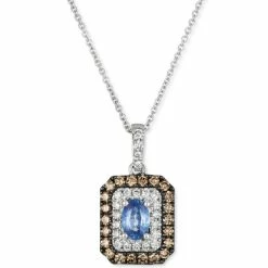 Hot Sale 😀 Le Vian Blueberry Sapphire (3/8 Ct. T.w.) & Diamond (1/2 Ct. T.w.) 18 Pendant Necklace In 14k White Gold 💯