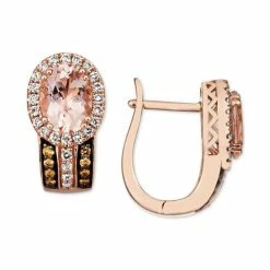 Wholesale 😉 Le Vian Peach Morganite (1-3/4 Ct. T.w.) & Diamond (1/2 Ct. T.w.) Halo Hoop Earrings In 14k Rose Gold ⭐