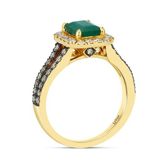 Top 10 👍 Le Vian New Emerald (1-1/5 Ct. T.w.) & Diamond (7/8 Ct. T.w.) Halo Split Shank Ring In 14k Gold 💯 4 Top 10 👍 Le Vian New Emerald (1-1/5 Ct. T.w.) & Diamond (7/8 Ct. T.w.) Halo Split Shank Ring In 14k Gold 💯 - Image 2