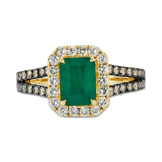 Top 10 👍 Le Vian New Emerald (1-1/5 Ct. T.w.) & Diamond (7/8 Ct. T.w.) Halo Split Shank Ring In 14k Gold 💯 6 Top 10 👍 Le Vian New Emerald (1-1/5 Ct. T.w.) & Diamond (7/8 Ct. T.w.) Halo Split Shank Ring In 14k Gold 💯 - Image 4