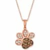 New ❤️ Le Vian Nude™ & Chocolate® Diamond Paw Print 20 Pendant Necklace (3/4 Ct. T.w.) In 14k Rose Gold 🔔