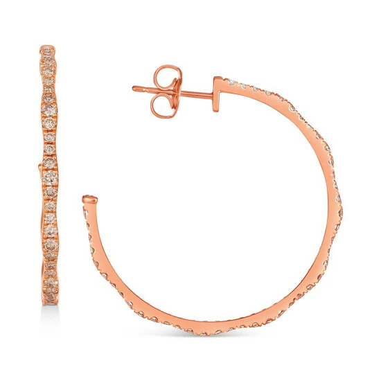 Wholesale ⭐ Le Vian Nude Diamond Medium Hoop Earrings (1 Ct. T.w.) In 14k Rose Gold, 1.2 14k Strawberry Gold Earrings 😍 4 Wholesale ⭐ Le Vian Nude Diamond Medium Hoop Earrings (1 Ct. T.w.) In 14k Rose Gold, 1.2 14k Strawberry Gold Earrings 😍 - Image 2