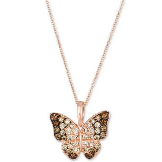 Wholesale 🎁 Le Vian Ombré Diamond (5/8 Ct. T.w.) & Vanilla Diamond (1/10 Ct. T.w.) Butterfly 18 Pendant Necklace In 14k Rose Gold 🥰 3 Wholesale 🎁 Le Vian Ombré Diamond (5/8 Ct. T.w.) & Vanilla Diamond (1/10 Ct. T.w.) Butterfly 18 Pendant Necklace In 14k Rose Gold 🥰