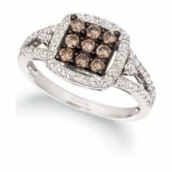 Promo 👍 Le Vian Chocolate Diamond & Nude Diamond Square Cluster Statement Ring (3/4 Ct. T.w.) In 14k White Gold 😍