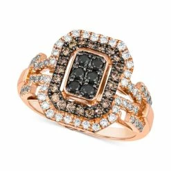 Best reviews of 🎉 Le Vian Multicolor Diamond Rectangular Halo Cluster Ring (1 Ct. T.w.) In 14k Rose Gold ⌛