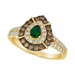 Deals 😍 Le Vian Costa Smeralda Emeralds (1/5 Ct. T.w.) & Diamond (3/4 Ct. T.w.) Teardrop Halo Ring In 14k Gold 💯