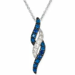 Discount 👏 Le Vian Blueberry Sapphire (1/4 Ct. T.w.) & Nude Diamond (1/10 Ct. T.w.) Twist 18 Pendant Necklace 14k White Gold 👏