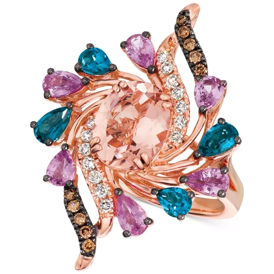 Outlet 💯 Le Vian Multi Gemstone (3 1/2 Ct. T.w.) And Diamond (1/3 Ct. T.w.) Ring In 14k Rose Gold 🎁 4 Outlet 💯 Le Vian Multi Gemstone (3 1/2 Ct. T.w.) And Diamond (1/3 Ct. T.w.) Ring In 14k Rose Gold 🎁 - Image 2