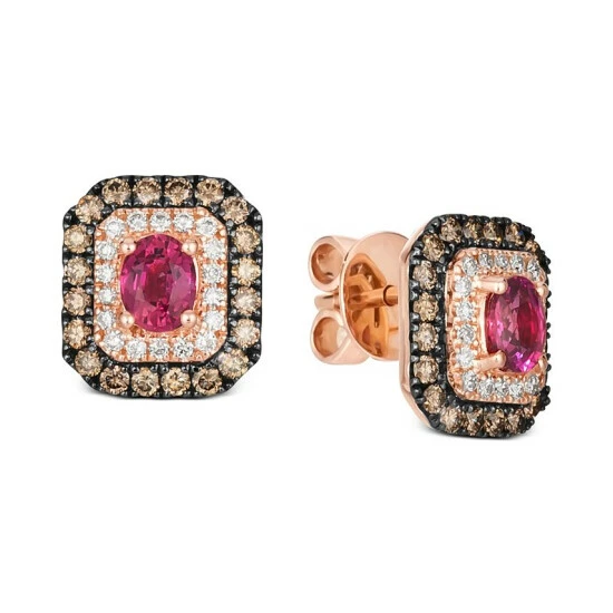 Budget 👍 Le Vian Passion Ruby (3/4 Ct. T.w.) & Diamond (5/8 Ct. T.w.) Halo Stud Earrings In 14k Rose Gold 🧨 3 Budget 👍 Le Vian Passion Ruby (3/4 Ct. T.w.) & Diamond (5/8 Ct. T.w.) Halo Stud Earrings In 14k Rose Gold 🧨