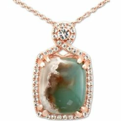 Outlet 😉 Le Vian Peacock Aquaprase (12 X 10mm) & Vanilla Topaz (1/4 Ct. T.w.) 18 Pendant Necklace In 14k Rose Gold 🔥