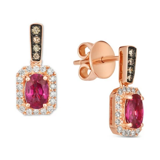 Brand new 👏 Le Vian Passion Ruby (7/8 Ct. T.w.) & Diamond (1/4 Ct. T.w.) Drop Earrings In 14k Rose Gold 🌟 3 Brand new 👏 Le Vian Passion Ruby (7/8 Ct. T.w.) & Diamond (1/4 Ct. T.w.) Drop Earrings In 14k Rose Gold 🌟