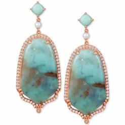 New ✨ Le Vian Sky Aquaprase (30x17mm & 5x5mm) & Multi-Stone Drop Earrings In 14k Rose Gold, Created For Macy's ⌛