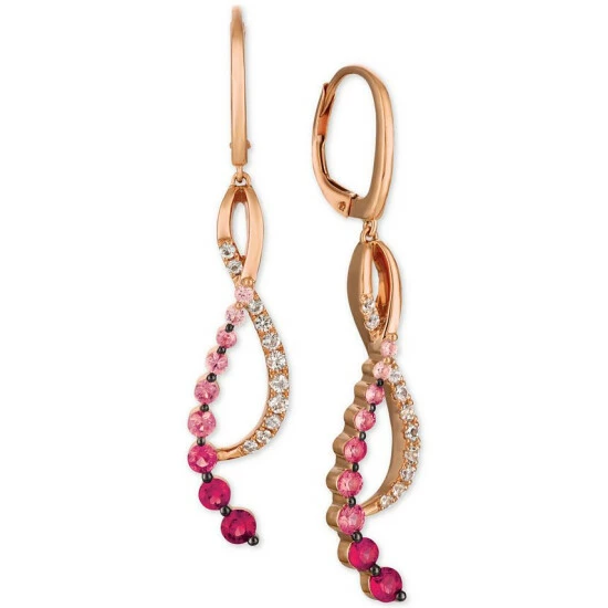 Outlet 🌟 Le Vian Strawberry Layer Cake Multi-Gemstone Treble Clef Drop Earrings (1-1/4 Ct. T.w.) In 14k Rose Gold Multi Colored ❤️ 3 Outlet 🌟 Le Vian Strawberry Layer Cake Multi-Gemstone Treble Clef Drop Earrings (1-1/4 Ct. T.w.) In 14k Rose Gold Multi Colored ❤️
