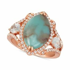 New 🛒 Le Vian Sky Aquaprase (15 X 10mm) & White Topaz (1-1/6 Ct. T.w.) Statement Ring In 14k Rose Gold, Created For Macy's ⭐