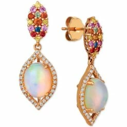 Cheapest 🧨 Le Vian Opal (1-5/8 Ct. T.w.), Multi-Sapphire (1/2 Ct. T.w.) And Diamond (1/4 Ct. T.w.) Drop Earrings In 14k Rose Gold 🔔