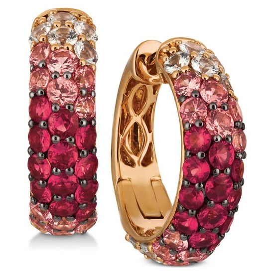 Hot Sale 🛒 Le Vian Strawberry Layer Cake Multi-Gemstone Ombré Hoop Earrings (4-1/5 Ct. T.w.) In 14k Rose Gold Ruby Pink Sapphire Vanilla Sapphires Strawberry Gold 😀 3 Hot Sale 🛒 Le Vian Strawberry Layer Cake Multi-Gemstone Ombré Hoop Earrings (4-1/5 Ct. T.w.) In 14k Rose Gold Ruby Pink Sapphire Vanilla Sapphires Strawberry Gold 😀