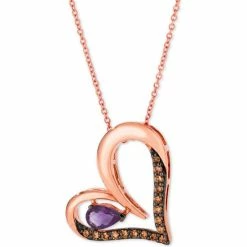 Best Pirce 👍 Le Vian Grape Amethyst (1/3 Ct. T.w.) & Chocolate Diamond (1/4 Ct. T.w.) Heart 18 Pendant Necklace In 14k Rose Gold ⭐