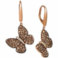New 😉 Le Vian Diamond Butterfly Drop Earrings (1-7/8 Ct. T.w.) In 14k Rose Gold 👍