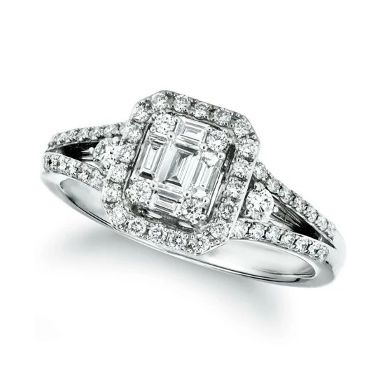 Budget ✔️ Le Vian Couture® Vanilla Diamond Baguette Cluster Halo Ring (5/8 Ct. T.w.) In Platinum ✨ 3 Budget ✔️ Le Vian Couture® Vanilla Diamond Baguette Cluster Halo Ring (5/8 Ct. T.w.) In Platinum ✨