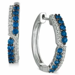 Cheapest 😍 Le Vian Blueberry Sapphire (3/4 Ct. T.w.) & Vanilla Diamond (1/5 Ct. T.w.) Hoop Earrings In 14k White Gold 🧨