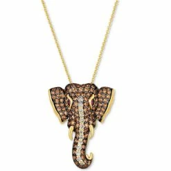 Best Pirce 👍 Le Vian Diamond (1-5/8 Ct. T.w.) & Passion Ruby Accent Elephant Adjustable 20 Pendant Necklace In 14k Gold 14k Honey Gold Pendant 🛒