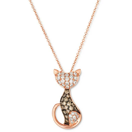 New 🌟 Le Vian Nude Diamond (1/3 Ct. T.w.) & Chocolate Diamond (1/4 Ct. T.w.) Cat Necklace In 14k Rose Gold, 18 + 2 Extender ⌛ 3 New 🌟 Le Vian Nude Diamond (1/3 Ct. T.w.) & Chocolate Diamond (1/4 Ct. T.w.) Cat Necklace In 14k Rose Gold, 18 + 2 Extender ⌛