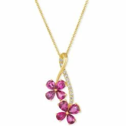 Cheapest 🎉 Le Vian Passion Ruby (1-5/8 Ct. T.w.) & Nude Diamond (1/10 Ct. T.w.) Double Flower Adjustable 20 Pendant Necklace In 14k Gold 14k Honey Gold Pendant 🧨
