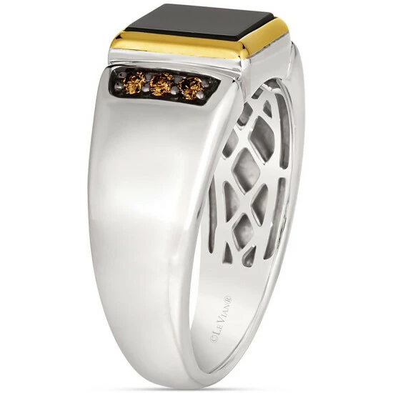 Best Sale 🔥 Le Vian Men's Onyx & Chocolate Diamond (1/6 Ct. T.w.) Ring In Sterling Silver & 14k Gold 😀 6 Best Sale 🔥 Le Vian Men's Onyx & Chocolate Diamond (1/6 Ct. T.w.) Ring In Sterling Silver & 14k Gold 😀 - Image 4
