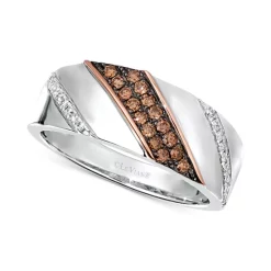 Buy 😍 Le Vian Chocolatier® Men's Diamond Diagonal Diamond Ring (3/8 Ct. T.w.) In Sterling Silver & 14k Rose Gold 🥰 -Le Vian Shop unnamed file 192