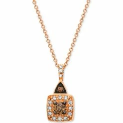 Coupon 🎁 Le Vian Chocolate By Petite Chocolate And White Diamond (1/4 Ct. T.w.) Square Pendant In 14k Rose Gold, Yellow Gold Or White Gold ⌛