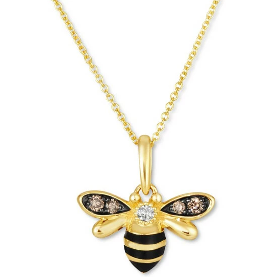 Outlet 🔔 Le Vian Diamond (1/8 Ct. T.w.) & Black Enamel Bee 18 Pendant Necklace In 14k Gold Yellow Gold 🥰 3 Outlet 🔔 Le Vian Diamond (1/8 Ct. T.w.) & Black Enamel Bee 18 Pendant Necklace In 14k Gold Yellow Gold 🥰