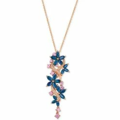 Coupon 🌟 Le Vian Multi-Sapphire (3-3/8 Ct. T.w.) & Diamond (1/10 Ct. T.w.) Pendant Necklace In 14k Rose Gold ✨