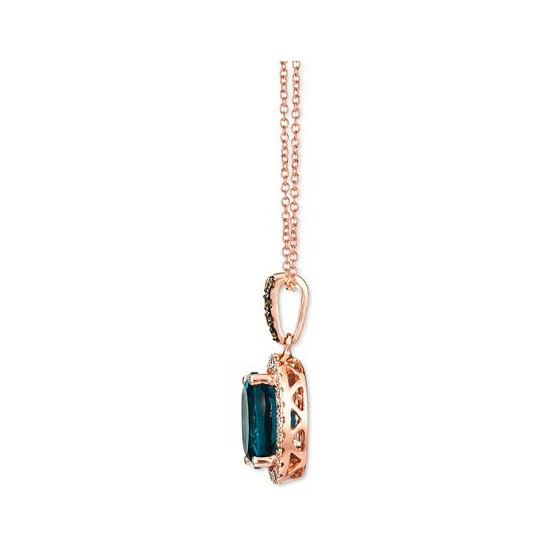 Wholesale ✨ Le Vian Deep Sea Blue Topaz (2 Ct. T.w.) & Diamond (1/10 Ct. T.w.) Oval Halo 18 Pendant Necklace In 14k Rose Gold 👍 4 Wholesale ✨ Le Vian Deep Sea Blue Topaz (2 Ct. T.w.) & Diamond (1/10 Ct. T.w.) Oval Halo 18 Pendant Necklace In 14k Rose Gold 👍 - Image 2