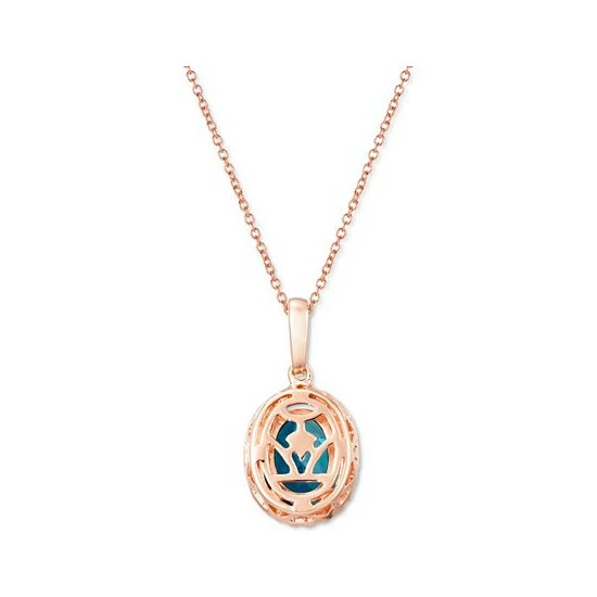 Wholesale ✨ Le Vian Deep Sea Blue Topaz (2 Ct. T.w.) & Diamond (1/10 Ct. T.w.) Oval Halo 18 Pendant Necklace In 14k Rose Gold 👍 5 Wholesale ✨ Le Vian Deep Sea Blue Topaz (2 Ct. T.w.) & Diamond (1/10 Ct. T.w.) Oval Halo 18 Pendant Necklace In 14k Rose Gold 👍 - Image 3
