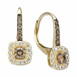 Wholesale 🎁 Le Vian Nude Diamond (1/4 Ct. T.w.) & Chocolate Diamond (1/3 Ct. T.w.) Halo Leverback Drop Earrings In 14k Gold Yellow Gold 🛒