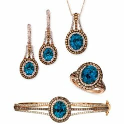 Cheapest 🎁 Le Vian Deep Sea Blue Topaz & Diamond Bangle Bracelet, Ring, Necklace & Earrings Collection In 14k Rose Gold 😀