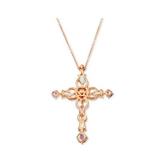 Buy ❤️ Le Vian Multi-Gemstone (1-1/5 Ct. T.w.) & Diamond (1/8 Ct. T.w.) Cross 18 Pendant Necklace In 14k Rose Gold Strawberry Gold ✔️ 5 Buy ❤️ Le Vian Multi-Gemstone (1-1/5 Ct. T.w.) & Diamond (1/8 Ct. T.w.) Cross 18 Pendant Necklace In 14k Rose Gold Strawberry Gold ✔️ - Image 3