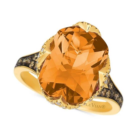Hot Sale 🔥 Le Vian Chocolatier® Cinnamon Citrine® (5-1/5 Ct. T.w.) & Diamond (1/2 Ct. T.w.) Ring In 14k Gold 👏 3 Hot Sale 🔥 Le Vian Chocolatier® Cinnamon Citrine® (5-1/5 Ct. T.w.) & Diamond (1/2 Ct. T.w.) Ring In 14k Gold 👏