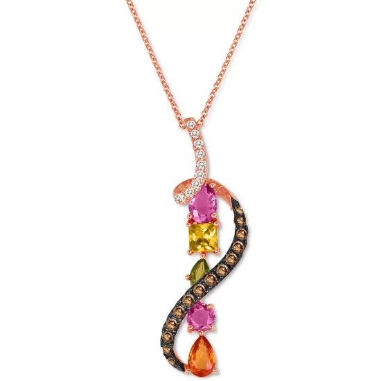 Discount 🥰 Le Vian Multi-Gemstone (1-7/8 Ct. T.w.) & Vanilla Diamond (1/10 Ct. T.w.) Swirl 18 Pendant Necklace In 14k Rose Gold 💯 4 Discount 🥰 Le Vian Multi-Gemstone (1-7/8 Ct. T.w.) & Vanilla Diamond (1/10 Ct. T.w.) Swirl 18 Pendant Necklace In 14k Rose Gold 💯 - Image 2